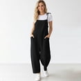 thumbnail image 4 of One Piece Jumpsuits for Women Casual Lace Up Sleeveless Solid Overalls With Pocket Drawstring Loose Spaghetti Strap Romper Trendy Jumpsuits, 4 of 7