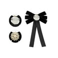 thumbnail image 3 of INSPIRE CHIC Women's Faux Pearl Bow Brooch Pre-Tied Neck Tie Brooch Pin Clip Ribbon Solid Bow Tie, 3 of 5