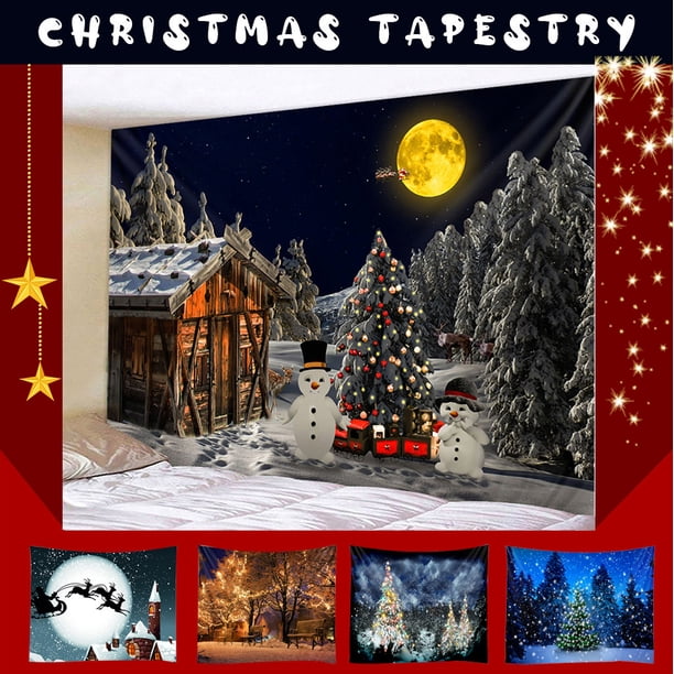 onlyliua Oferta Por Tiempo Limitado Tapiz Colgante para Sala de Estar con Fondo de Adornos Navideños, 150 X 230 Cm