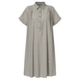 thumbnail image 5 of Aoochasliy Trendy Dress Fashion Women's Summer Casual Cotton Loose Short Sleeve Solid Shirt Dress, 5 of 8