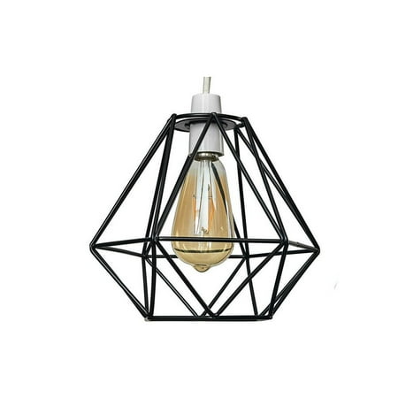 

Kitchen Cafe Dinning Porch Restaurant Ceiling Plate Light Holder Metal Pendant Lamp Shade Hanging Lamp Cage Geometric BLACK