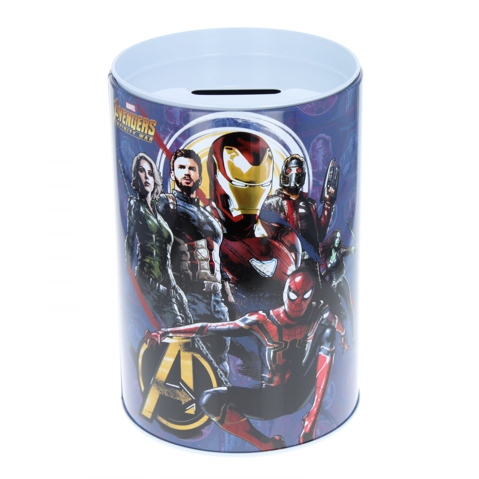 Marvel's The Avengers Large Round Illustrated Tin Coin Bank Style B NEW UNUSED 