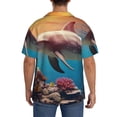 thumbnail image 3 of Rateoe Underwater Plant Dolphin Pattern Men's Short Sleeve Classic Shirt, Casual Short-Sleeved Shirt, Lightweight Summer Shirt, Cuban Collar Shirt,Button-Front Shirt-4X-Large, 3 of 5