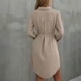 thumbnail image 5 of biudgviw Mini Dresses for Women Fashion Lapel Neck Buttons down Shirts Dress with Pockets Fall Loose Belted Long Sleeve Dress, 5 of 5