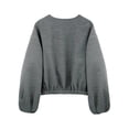 thumbnail image 5 of Womens Cropped Jacket Casual Zip Up Varsity Jackets Trendy Outwear Coats with Welt Pockets Gray M, 5 of 9