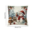 thumbnail image 6 of Snowman Christmas Throw Pillow Cover 18x18 Inch, Festive Red and Blue Holiday Decor Pillowcase with Snowman Scene for Sofa Cushion D, 6 of 6