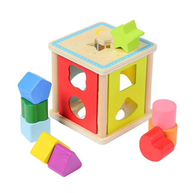 Milaget Blocks Shape Sorter Toy Color Shape Sorting Matching Game for Preschool