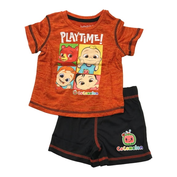 Jumping Beans Active Infant Boys Cocomelon Outfit Orange Shirt & Shorts Set 12m