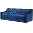 thumbnail image 1 of Jackson Navy Blue Velvet Sofa - Button Tufted - Lucite Acrylic Legs, 1 of 10