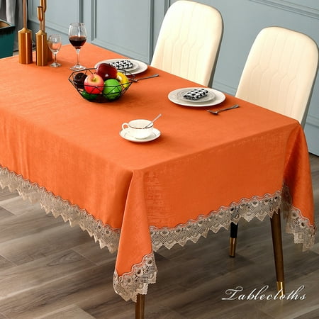 

Skearow Tablecloth Covers Table Cloths Home Decor Luxury Tablecloths Washable Lace Dust-proof Polyester Oil-Proof Orange 47 x 63 / 120cm*160cm