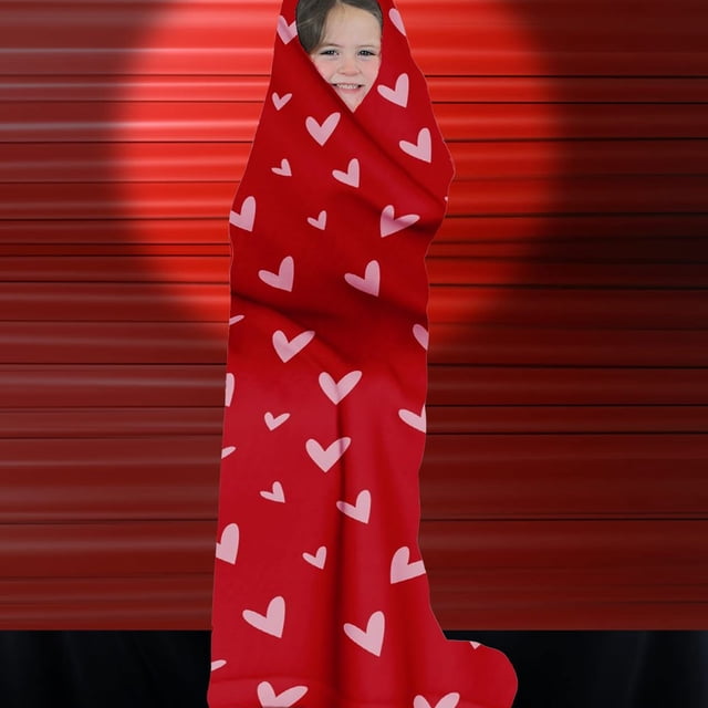 EGNMCR Couverture Jetée, Couverture Jetée pour Canapé Couverture en Flanelle de la Saint-Valentin Jetée Cœurs d'Amour Rouges Douce Duveteuse Plus H Couvertures en Molleton Confortables pour Canapé Sofa Lit Détente Cadeaux Idéaux pour Enfants Couverture en Flanelle