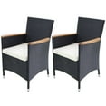 thumbnail image 1 of vidaXL Garden Chairs 2 pcs with Cushions Poly Rattan Black, 1 of 4