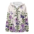 thumbnail image 5 of Hoodies for Women Casual Loose with Floral Printed Long Sleeve Jacket for Outdoor Fall Winter, 5 of 6