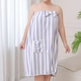 thumbnail image 4 of Kaemgyyd Towel Wrap for Women Cute Bow Plush Bath Robe Lightweight Striped Fuzzy Wrap Around Towels with Pockets, 4 of 5