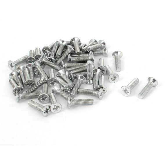 Uxcell M4 x 13mm Thread Metal Pozi Posi Countersunk Screws Bolts Fasteners (50-pack)