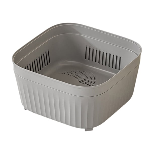 Cesta de drenaje de plástico para cocina, apta para alimentos, para lavar frutas y verduras, colador, pequeño contenedor de almacenamiento para fregadero, organizador de encimera para lavar, enjuagar