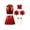 B Red, variant on Kids Girls Shiny Metallic Jazz Ballet Cheer Dance Crop Top with Pleated Skirt Headwear Hand Flowers Socks B Red 10