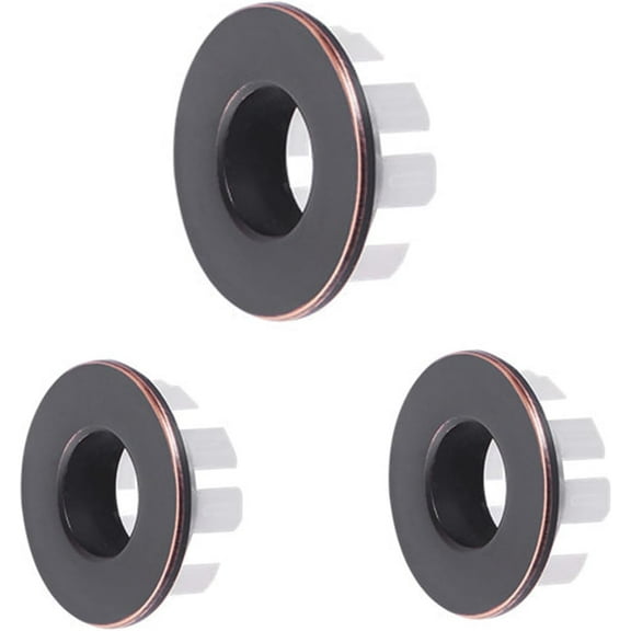 3 Pcs Sink Overflow Caps, Copper Round Basin Hole Cover, Drain Sink Overflow Ring for Kitchen, Hand Basins (Dark Bronze) Dark Bronze