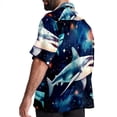 thumbnail image 3 of Starry Shark Men's Short Sleeve Poplin Shirt with Spread Collar Tops, Casual Printed Button Down, Summer Beach Shirt for Men - Unisex, Stylish Men's Shirts, 3 of 6