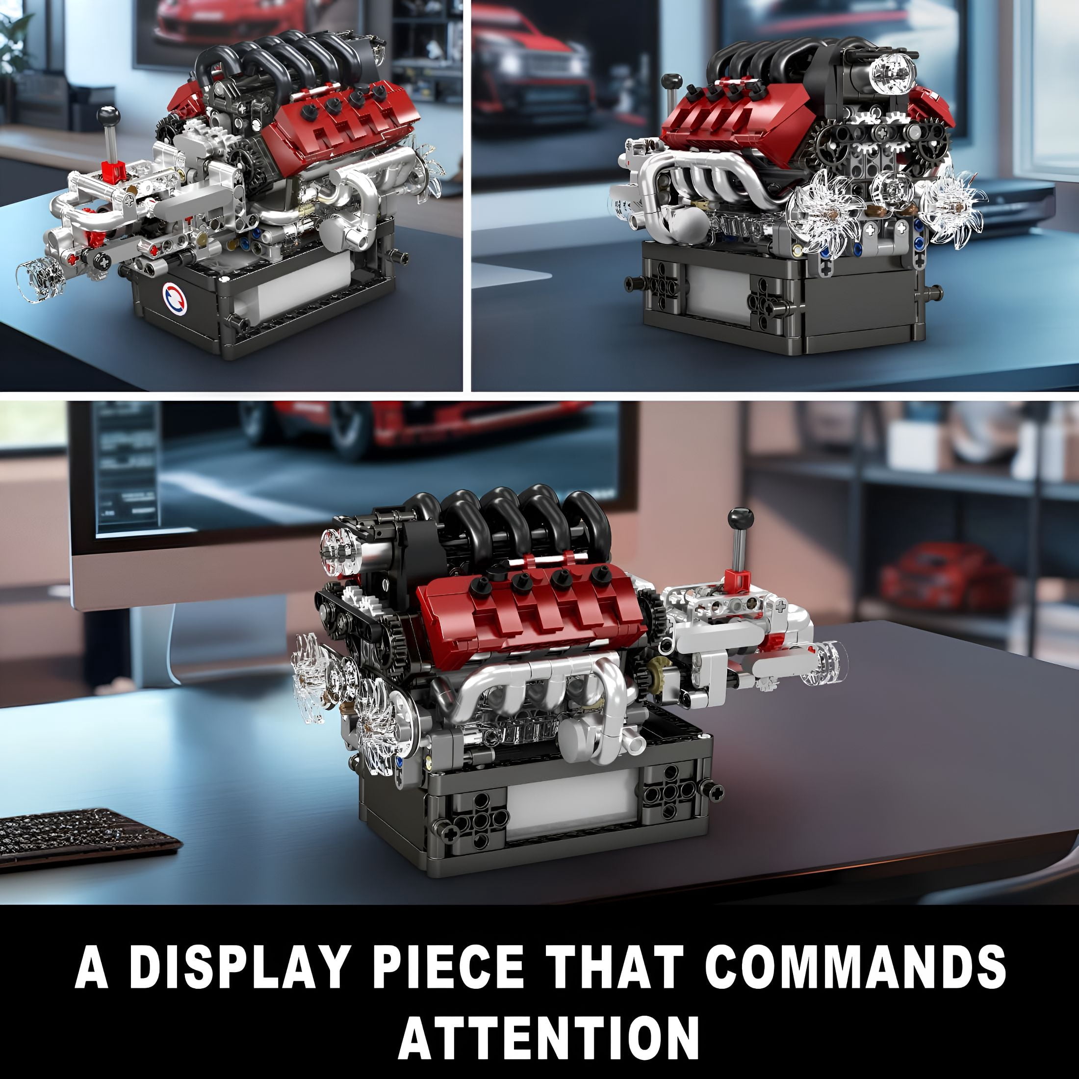 BESTSKY 2026 New 10227 V8 Engine Model Kit,787+Pcs Mini V8 Engine Kits That Runs,Build Your Own Car Model Engine with Gearshift&Motor,Building Blocks for Adults,Diy Construction Engineering Toy