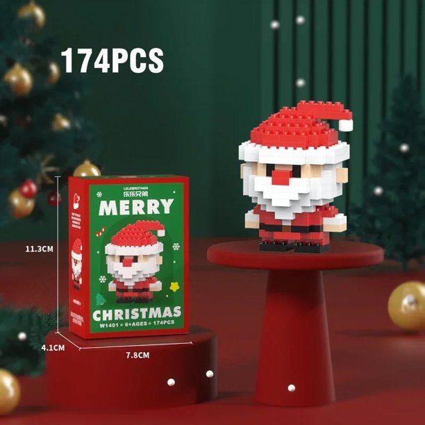 Regalos de Navidad, serie de microbloques de construcción, rompecabezas de renos de Papá Noel, ensamblaje de ladrillos, decoración de mesa, juguetes para niños