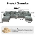 thumbnail image 5 of SOULART 144" Cloud Couch, Gray U-Shaped Sectional Sofa for Living Room, Modern sofa with Ottoman, Storage Box & Cup Holders & Chenille Fabric, 5 of 10