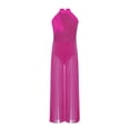 thumbnail image 5 of Aislor Big Girls Mesh Split Wide-Leg Bodysuit Sequins Bodice Figure Skating Jumpsuit Gymnastics Leotard Hot Pink 14, 5 of 7