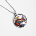 thumbnail image 4 of Mind Car Glass Design Circular Pendant Women's Necklace, 4 of 5