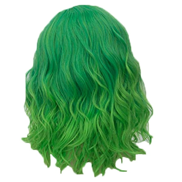 Perruque de Mode pour Femmes Verte Synthétique Cheveux Courts Perruques Bouclées