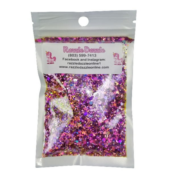 Razzle Dazzle Charmed Glitter Mix with Different Sized Hexes and Gold