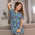 thumbnail image 3 of Fotbe Cute Flat Fish Bata de Dormir para Mujer con Estampado, Camisón de Algodón de Manga Corta, Ropa de Dormir Casual, 3 of 6