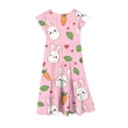 thumbnail image 3 of Xdegoge Easter Dresses for Girls Rabbit Print with Tiered Skirt and Cap Sleeves, Lightweight and Comfortable Teens Holiday Dress, 3 of 5