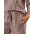 thumbnail image 5 of Fantaslook Pajamas Sets for Women Casual Two Piece Lounge Sets 3/4 Sleeve Crew Neck Top Wide Leg Pants Vacation Travel Outfits, 5 of 9