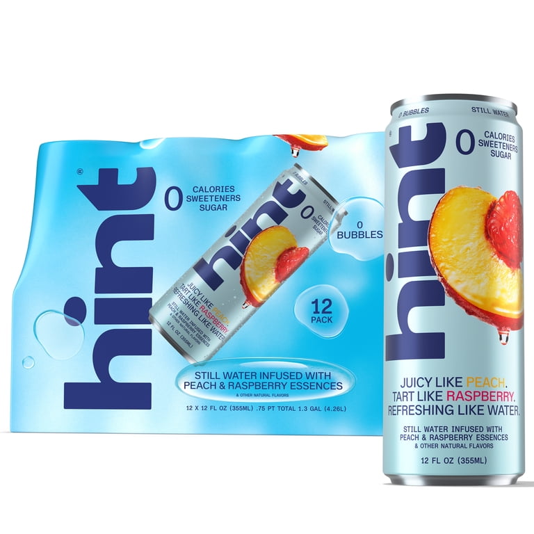 Hint Peach Raspberry Flavored Water Cans, 12 fl oz, 12 Pack photo 1