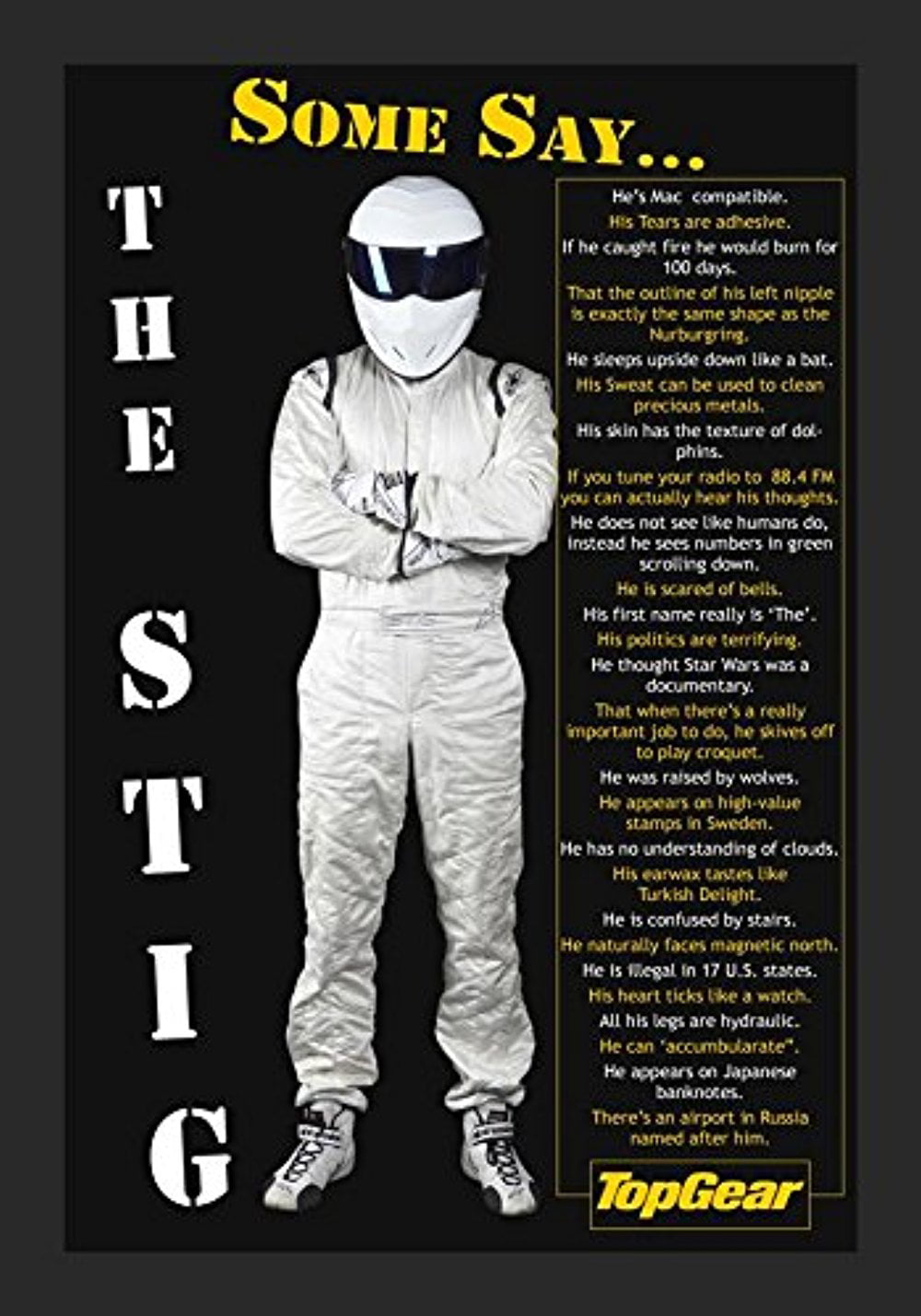FRAMED Top Gear - Some Say... The Stig 18x12 Art Print Poster Television Walmart.com