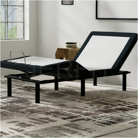 JERFIT Adjustable Bed Base Twin XL: Zero Gravity Massage, Pillow Tilt, USB Charging, Underbed Lighting Folding Design