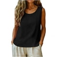 thumbnail image 3 of Kojanyu Women's Cotton Linen Sleeveless Crewneck Tank Top Casual Loose Fit Summer Blouse, 3 of 7