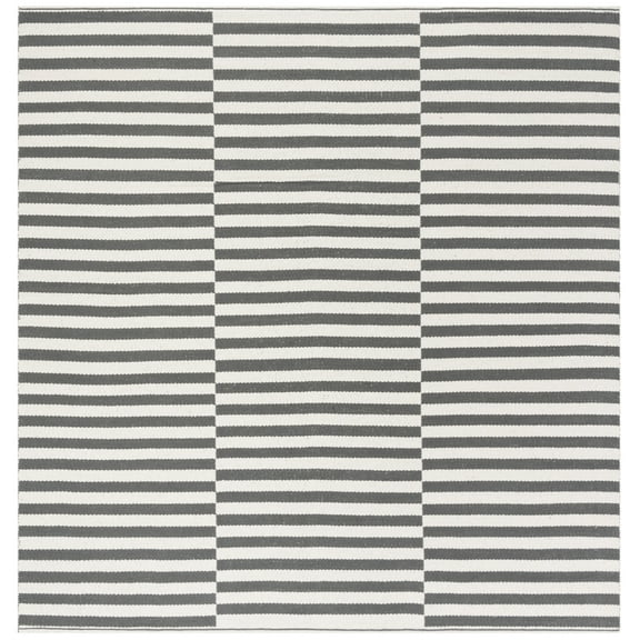 SAFAVIEH Montauk Raeyln Geometric Cotton Area Rug, Ivory/Grey, 8' x 8' Square