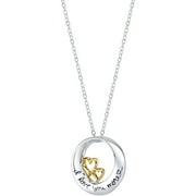 Little Luxuries Sterling Silver Two-Tone I Love You More Double Open Heart Mobius Necklace