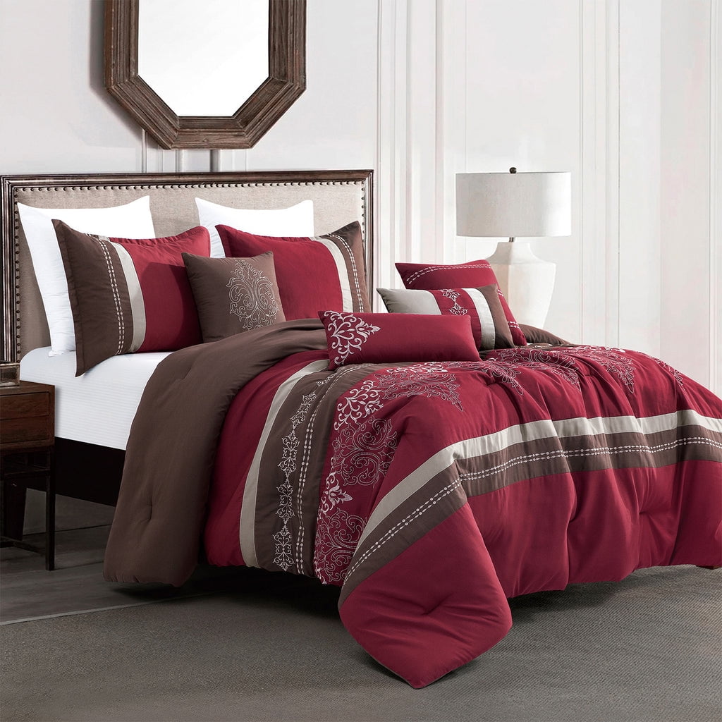 Bedding Set(22198,Burgundy,King 