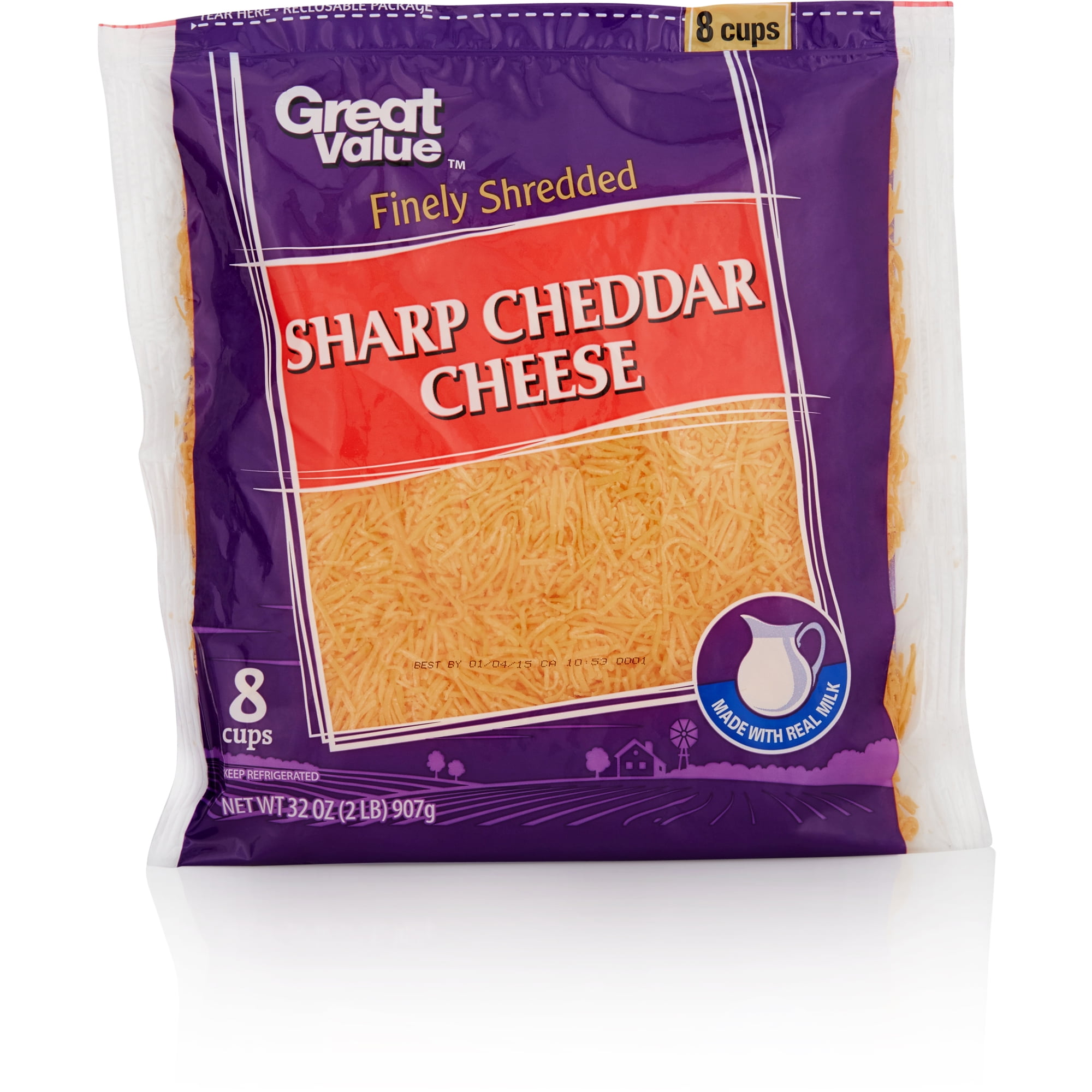 Great Value Finely Shredded Sharp Cheddar Cheese, 32 oz by Wal-Mart Stores, Inc.