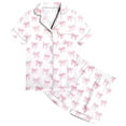 thumbnail image 2 of WOYY Toddler Girls 2 Piece Pajamas Short Sleeve Button Shirt Shorts Sleepwear, Sizes 3-4T, 2 of 5