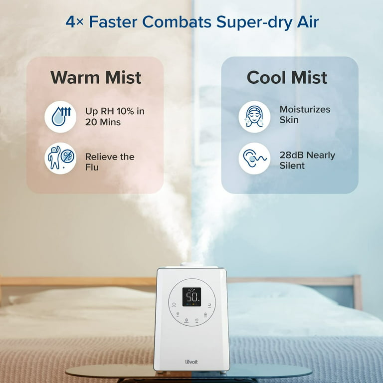 LEVOIT LV600S Smart Warm and Cool Mist Humidifiers for Home Bedroom Large  Room, (6L) 753ft² Coverage, Quickly & Evenly Humidify Whole House, Easy Top