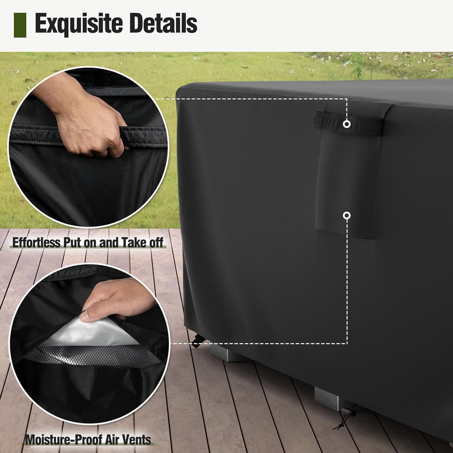 Patio Furniture Covers Waterproof, Outdoor Furniture Cover Fits up to 78L x 54W x 28H Inches, Rectangular Table and Chair Set Covers Rip-resistant Material with Windproof Buckles