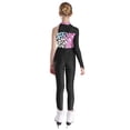thumbnail image 2 of TSSOE Kids Girls Long Sleeve Dance Unitard Turtleneck Gymnastics Figure Ice Skating Full Body Pink 6, 2 of 7