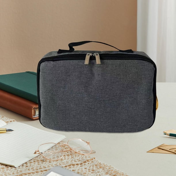 Organizador de Gafas Bolsa para Lentes Multifuncional Estuche con Asas Separadores Ajustables Protección Interior de Poliéster Adecuado para Colección Gris