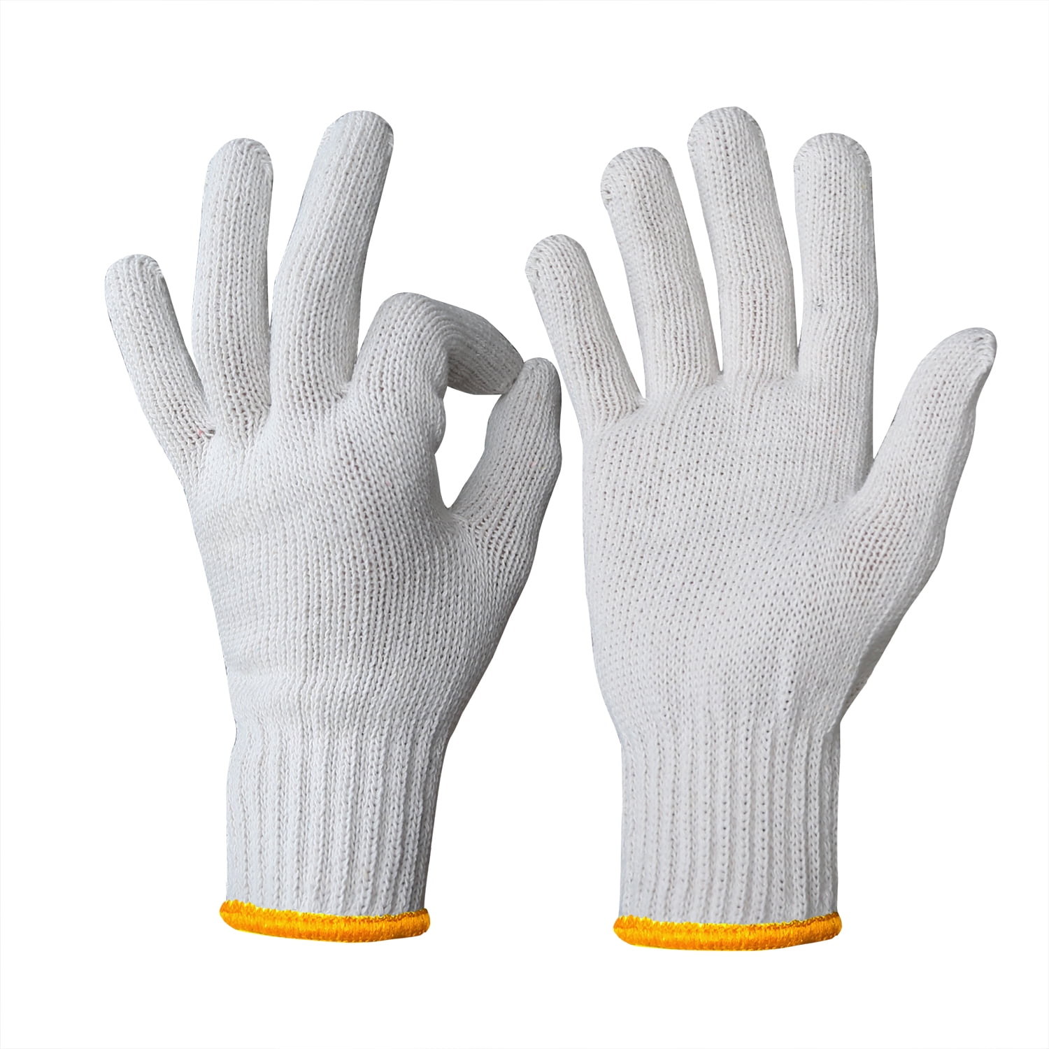 L 240 Pair HEAVY DUTY 7 Cut Cotton Poly Work Gloves Double Side PVC Dot M 