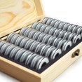 thumbnail image 4 of CNKOO 50Pcs Commemorative Coin Storage Box Wooden Coin-Protection Case with Adjustable Pad for Coin Collector Teenage Adult, 4 of 9