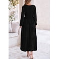 thumbnail image 2 of Vestido midi PRETTYGARDEN para mujer con cuello en V fruncido y manga larga, 2 of 9