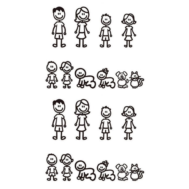 20 Piece Car Sticker Family With Pet Car Lucky Stickers Stickers For Window (black)